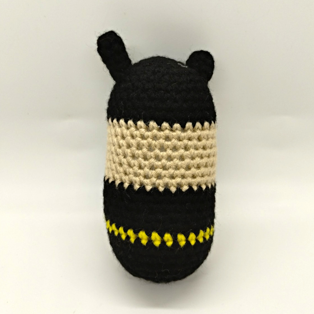 Handmade Crochet Bee Plush Stuffed Animal Mini Black Yellow